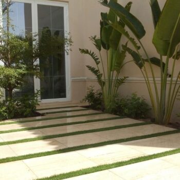 Paving on artificial grass for hotel in Dubai