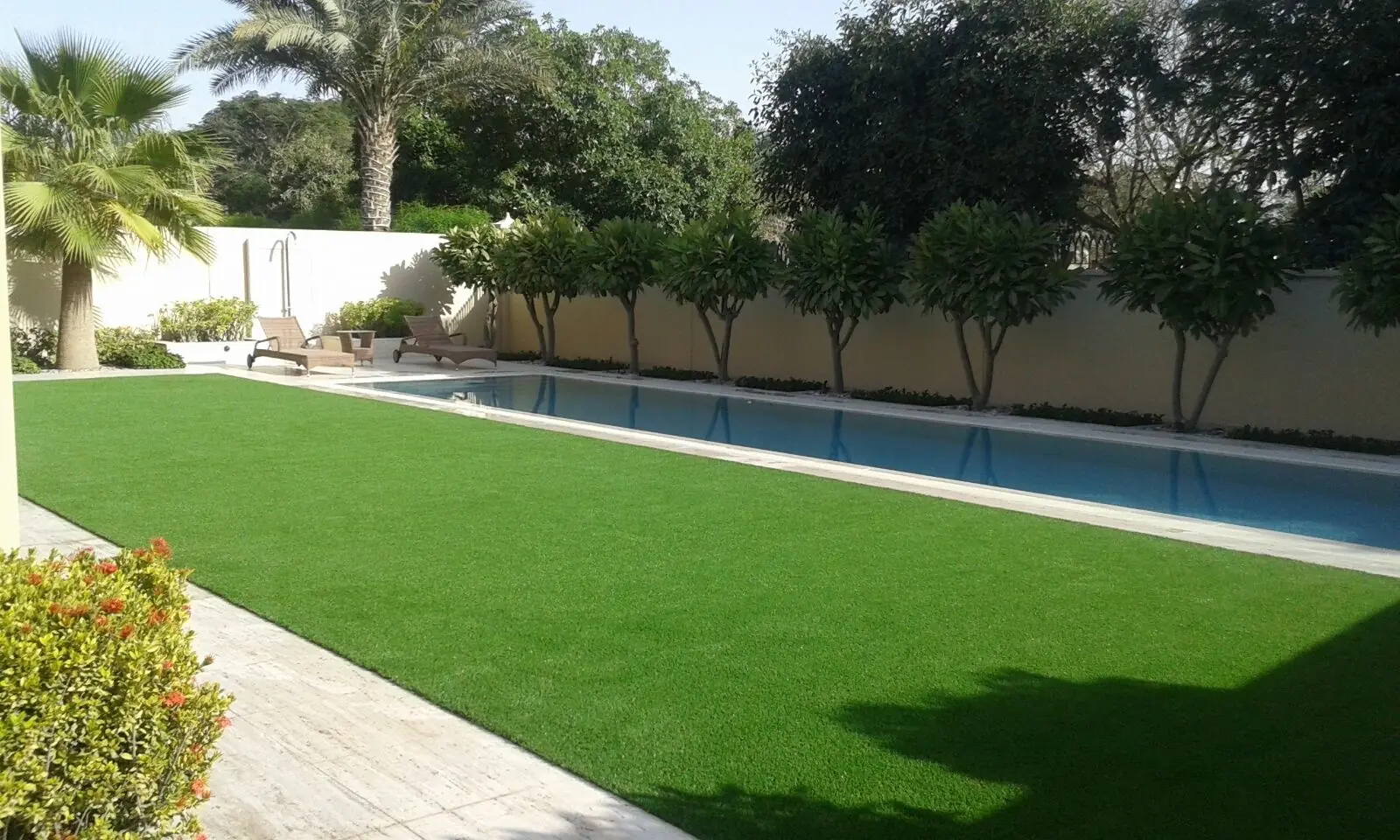 Artificial grass in a garden