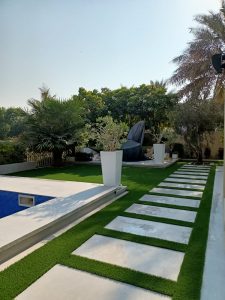 Artificial grass and paving project in Abu Dhabi